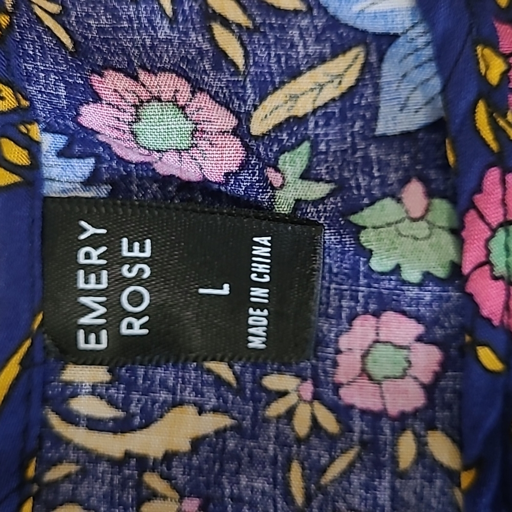 NEW Shift Dress Floral Print Pullover 3/4 Sleeve with Elastic Emery Rose Large - Picture 6 of 7